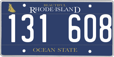 RI license plate 131608
