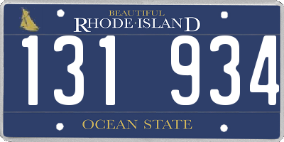 RI license plate 131934