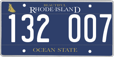 RI license plate 132007