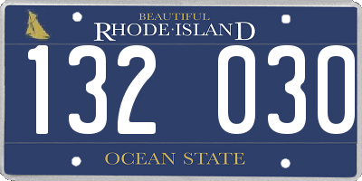 RI license plate 132030