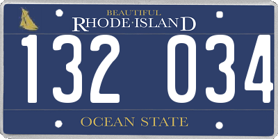 RI license plate 132034