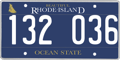 RI license plate 132036