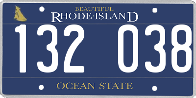 RI license plate 132038
