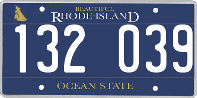 RI license plate 132039