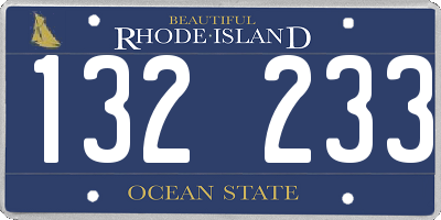 RI license plate 132233