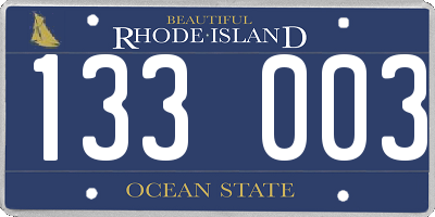 RI license plate 133003