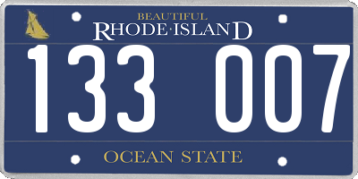 RI license plate 133007