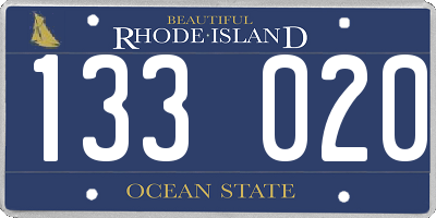 RI license plate 133020