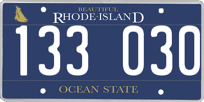 RI license plate 133030