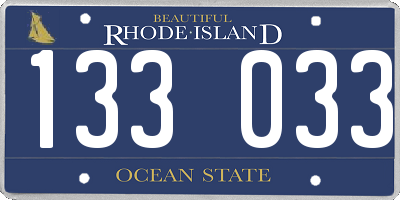 RI license plate 133033