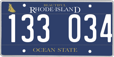 RI license plate 133034