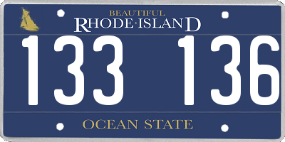 RI license plate 133136