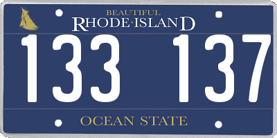 RI license plate 133137