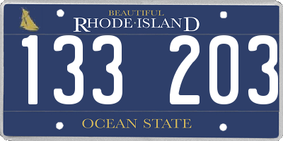 RI license plate 133203