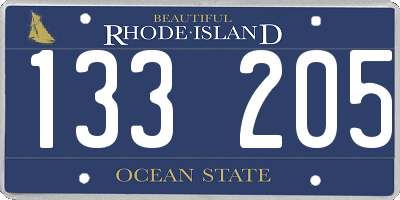 RI license plate 133205