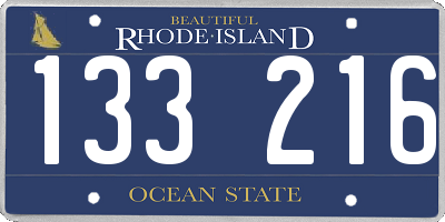 RI license plate 133216