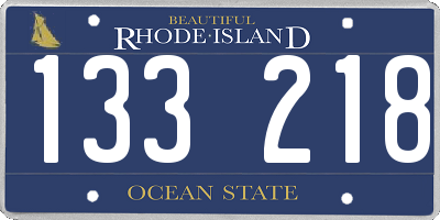 RI license plate 133218