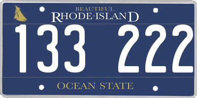 RI license plate 133222