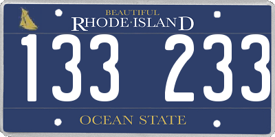 RI license plate 133233