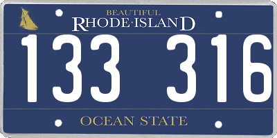RI license plate 133316