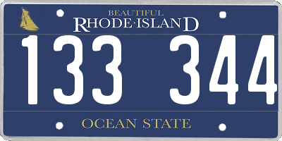 RI license plate 133344