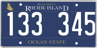 RI license plate 133345
