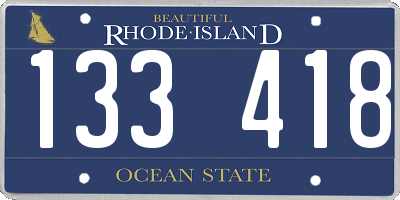 RI license plate 133418