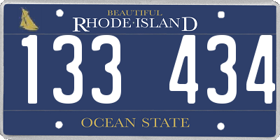 RI license plate 133434
