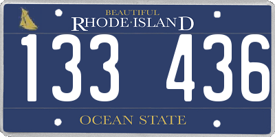 RI license plate 133436