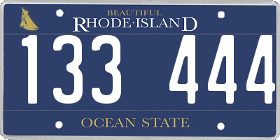 RI license plate 133444
