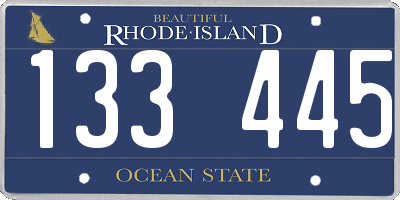 RI license plate 133445
