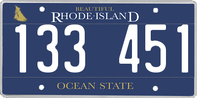 RI license plate 133451