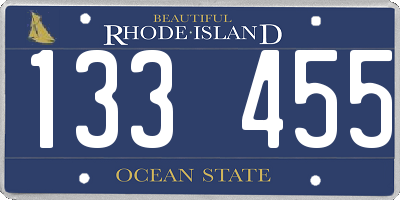 RI license plate 133455