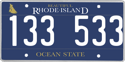 RI license plate 133533