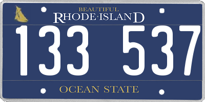 RI license plate 133537