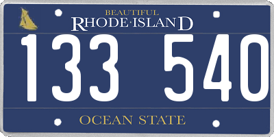 RI license plate 133540