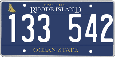 RI license plate 133542
