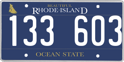 RI license plate 133603