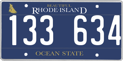 RI license plate 133634