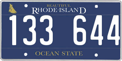 RI license plate 133644