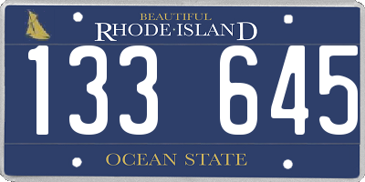 RI license plate 133645