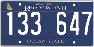 RI license plate 133647