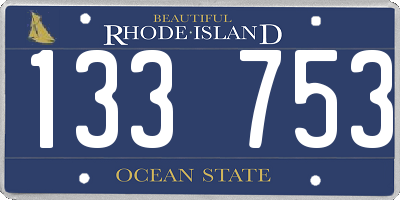 RI license plate 133753