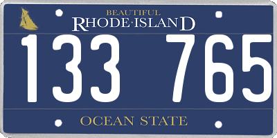 RI license plate 133765