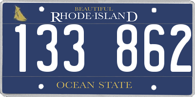 RI license plate 133862