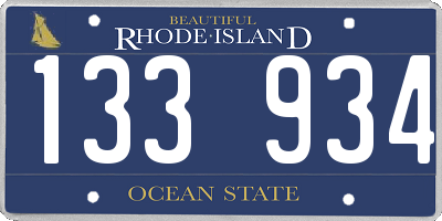 RI license plate 133934