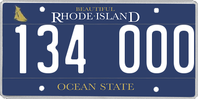 RI license plate 134000