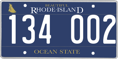 RI license plate 134002