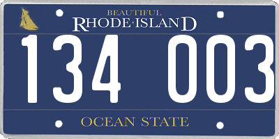 RI license plate 134003