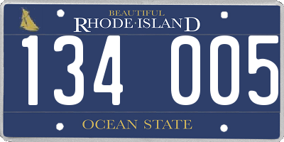 RI license plate 134005